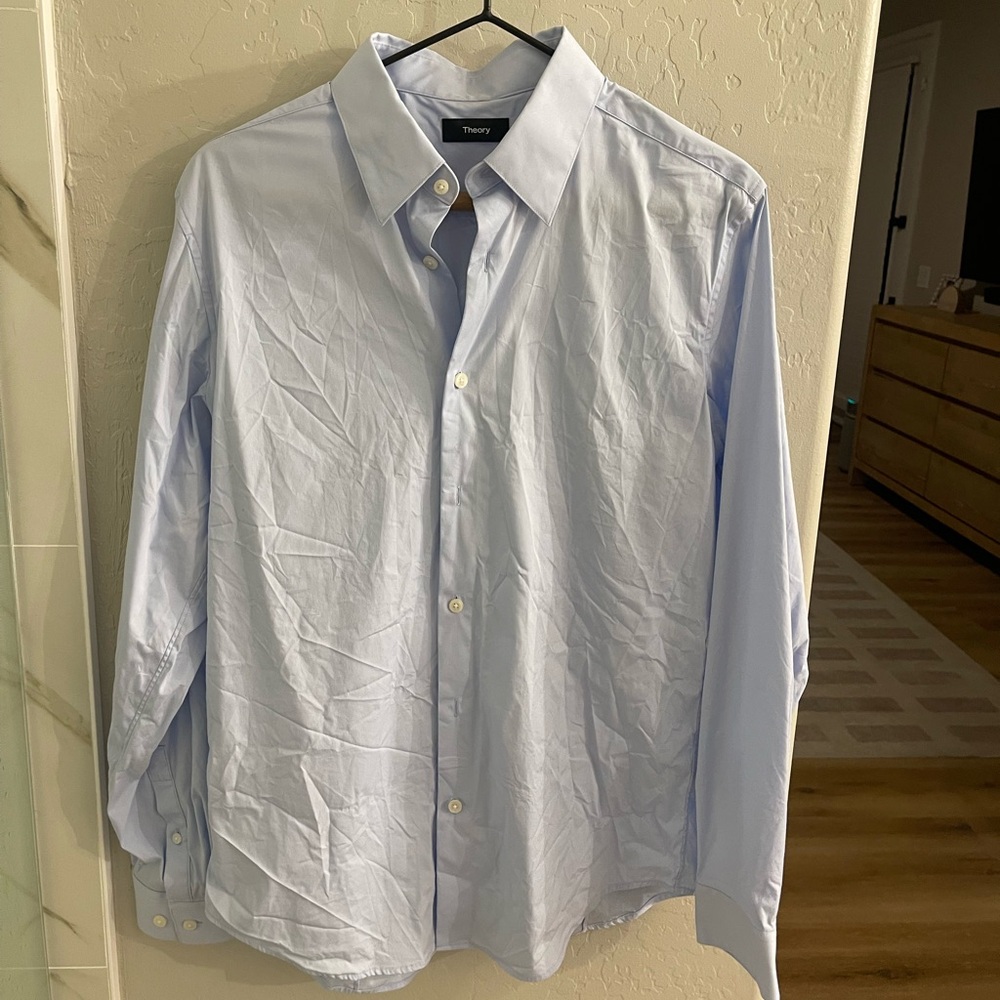 Theory Sylvain Wealth Poplin Long-Sleeve Shirt (Size: M) - Picture 3 of 5